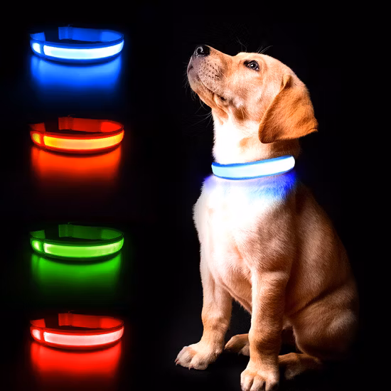 Nouvelle usine de gros collier LED pour animaux de compagnie rechargeable